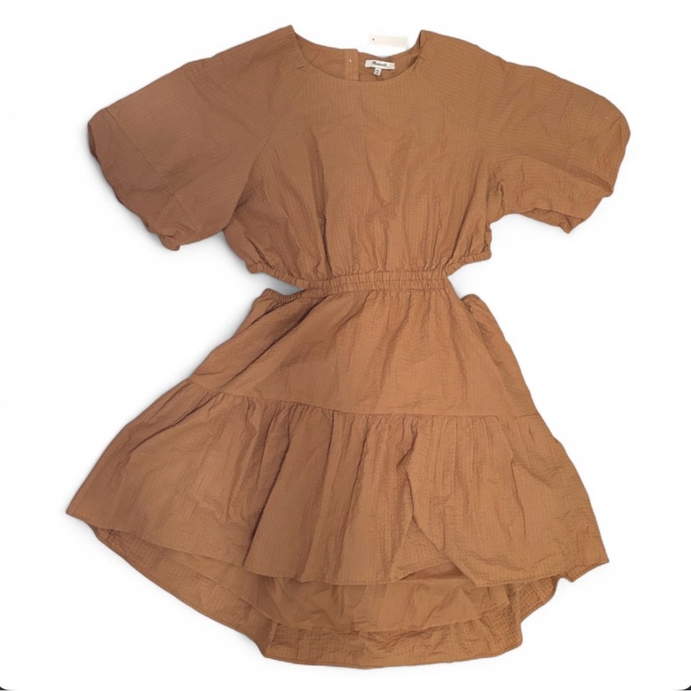 NWT Madewell Seersucker Puff-Sleeve Cutout Mini Dress XXL - Picture 3 of 10